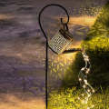 LED Wrought Iron Hollow Waterproof Watering Can Kettle - Solar Powered