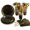Disposable Tableware in Black & Gold