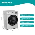 Hisense 8KG, Spin speed 1200 RPM, A+++ Rating, Spin drying Class C-WFQY8012EVJMS