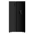 Hisense 512L Black Glass, Side by Side Refrigerator With Water Dispenser, A+, No Frost, A+, No Fr...