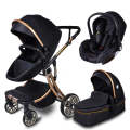 Luxury Baby Stroller 3-in-1 Eggshell - black