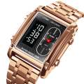 Skmei 1868 Unisex Casual Square Three Time Zones Digital Analog Luxury Watch Rose Gold