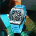 Curren 8438 Square Men's Casual Sport Silicone Wristwatch Blue