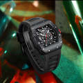 Curren 8438 Square Men's Casual Sport Silicone Wristwatch Black