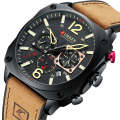Curren 8398 Men's Chronograph Dial PU Leather Strap Sports Watch Brown