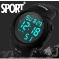 Skmei 1068 Unisex LED Digital Alarm Waterproof Military Sports Watch Black