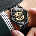 Olevs 9901 Mens Mechanical Wrist Watch With Stainless Steel Strap Black