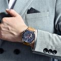Benyar 5120 Men's Chronograph Dial Automatic Quartz Wrist Watch Leather Blue