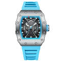 Curren 8438 Square Men's Casual Sport Silicone Wristwatch Blue