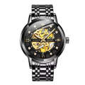 Olevs 9901 Mens Mechanical Wrist Watch With Stainless Steel Strap Black