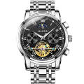 Olevs 6617 Mechanical Wrist Watch Chronograph Moon Phase & Stainless Steel Strap