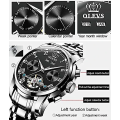 Olevs 6607 Mechanical Wrist Watch With Chronograph & Stainless Steel Strap Black