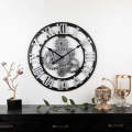 Vintage Round 6 Gear Wall Clock Roman Numerals 58cm