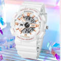 Olevs 1102 Unisex Shockproof Waterproof Digital Sports Silicone Wrist Watch White
