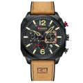 Curren 8398 Men's Chronograph Dial PU Leather Strap Sports Watch Brown