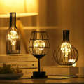 Retro Classic Iron Art Red Wine Glass LED Table Lamp