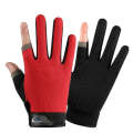 Fishing and other Sports Gloves Non-Slip Two-Finger Exposed Red - Pair