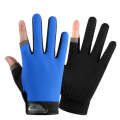 Fishing and other Sports Gloves Non-Slip Two-Finger Exposed Blue - Pair