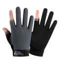 Fishing and other Sports Gloves Non-Slip Two-Finger Exposed Grey - Pair