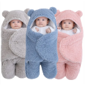 Newborn Baby Swaddle Blanket Boys Girls Cute Cotton Plush Receiving Blanket Sleeping Bag