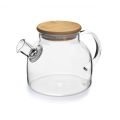 ZS - Teapot 1 Litre Traditional Borosilicate Glass With Wooden Lid