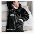 ZS - Extra Long Oversized Huggle Blanket Hoodie - Black