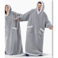 ZS - Extra Long Oversized Huggle Blanket Hoodie - Grey