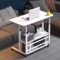 ZS - Laptop Desk with 2 Shelves - Height Adjustable - Wood