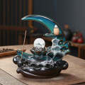 ZS - Waterfall Incense Burner Aromatherapy Ornament Home Decor - Green