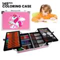ZS - Art Set with Aluminum Folding Case for Kids - 145 Piece Set - Pink