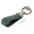 Car Metal + Braided Leather Key Ring Keychain (Dark Green)
