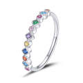 S925 Sterling Silver Colorful Zircon Women Ring, Size:6