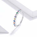 S925 Sterling Silver Colorful Zircon Women Ring, Size:7