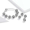 S925 Sterling Silver Mori Series Hollow Letters Beads DIY Bracelet Necklace Accessories(C)