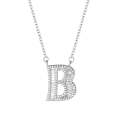 Women Fashion S925 Sterling Silver English Alphabet Pendant Necklace, Style:B