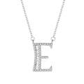 Women Fashion S925 Sterling Silver English Alphabet Pendant Necklace, Style:E