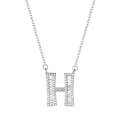 Women Fashion S925 Sterling Silver English Alphabet Pendant Necklace, Style:H