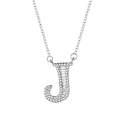 Women Fashion S925 Sterling Silver English Alphabet Pendant Necklace, Style:J