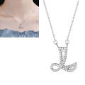 Women Fashion S925 Sterling Silver English Alphabet Pendant Necklace, Style:L
