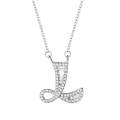 Women Fashion S925 Sterling Silver English Alphabet Pendant Necklace, Style:L