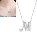 Women Fashion S925 Sterling Silver English Alphabet Pendant Necklace, Style:M