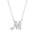 Women Fashion S925 Sterling Silver English Alphabet Pendant Necklace, Style:M