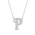 Women Fashion S925 Sterling Silver English Alphabet Pendant Necklace, Style:P