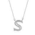 Women Fashion S925 Sterling Silver English Alphabet Pendant Necklace, Style:S