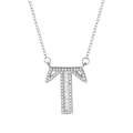 Women Fashion S925 Sterling Silver English Alphabet Pendant Necklace, Style:T