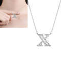 Women Fashion S925 Sterling Silver English Alphabet Pendant Necklace, Style:X