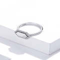 S925 Sterling Silver Shining Geometry Women Ring, Size:8