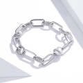 S925 Sterling Silver Paperclip Love Women Bracelet Jewelry, Size:19cm