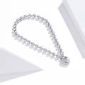 S925 Sterling Silver Heart-shaped Punk Beads Women Bracelet Jewelry, Size:17cm