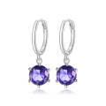 S925 Sterling Silver Water Drop Zircon Women Earrings(Purple)